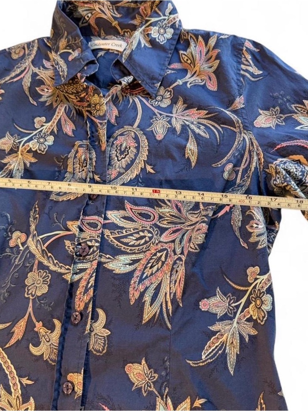 Coldwater Creek Navy Paisley Print Top - Picture 6 of 6